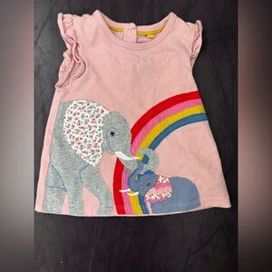 Baby Boden Pink Elephant and Rainbow Tee